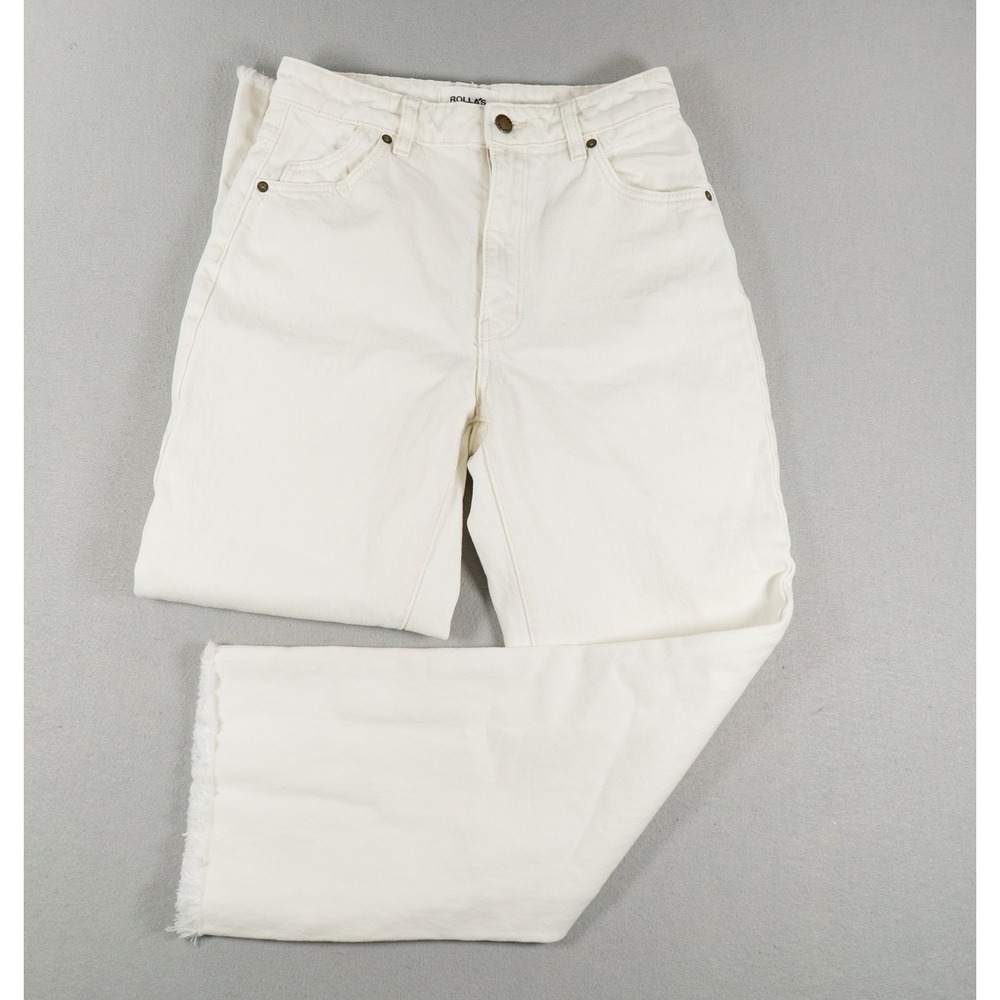 Rolla's Original High Rise Straight Cream Denim Raw Hem Jeans Size 26 / 8
